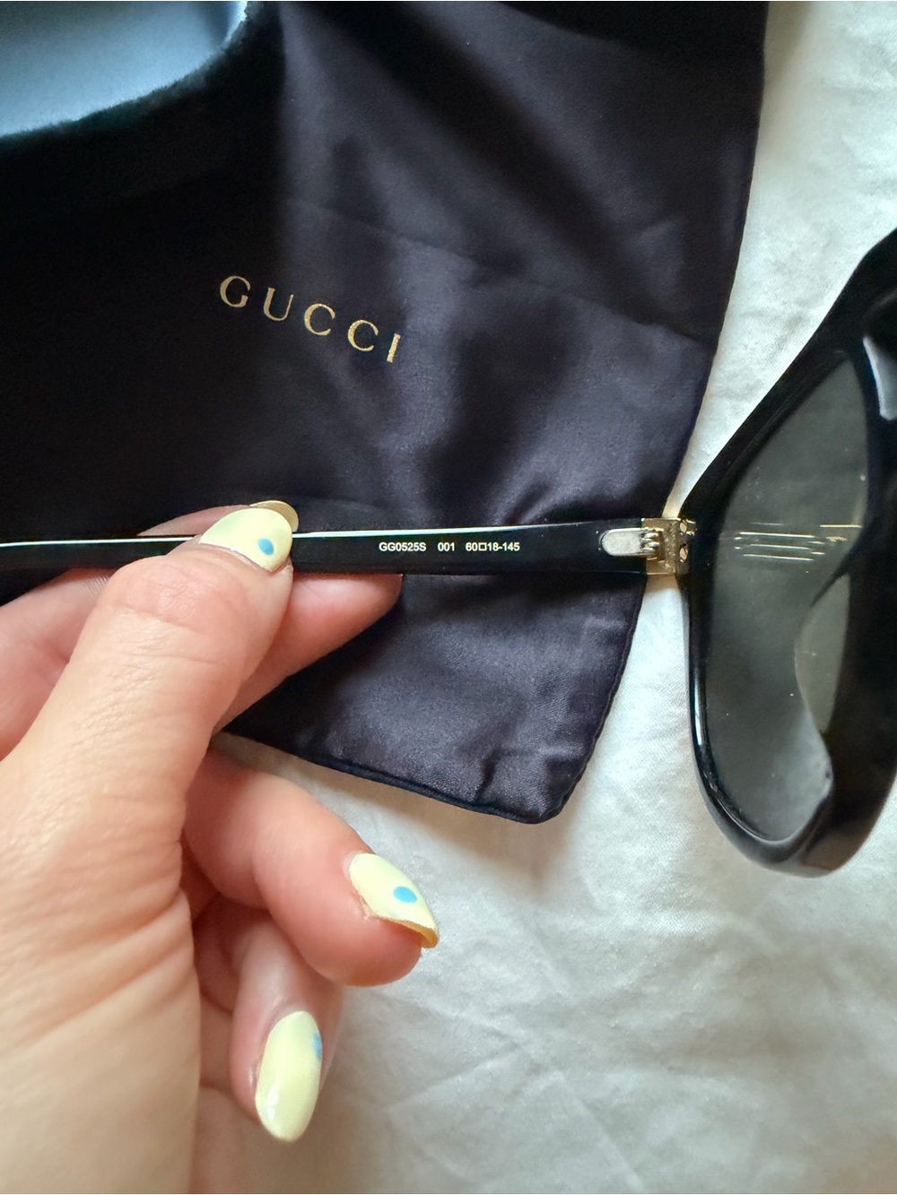 Gucci Black Men's Aviator Sunglasses with Gold Accents - Picture 3 of 6